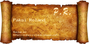 Paksi Roland névjegykártya